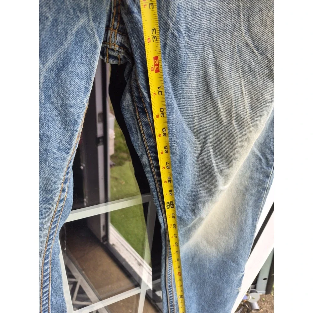 True Religion Straight Flap‎ Big T Jean Distress Destroyed Boho 33 Y2K